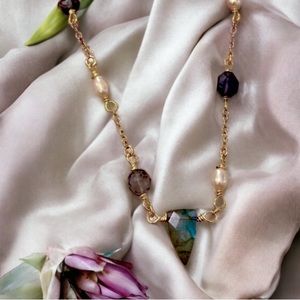 Labradorite Pearl and Iolite Necklace